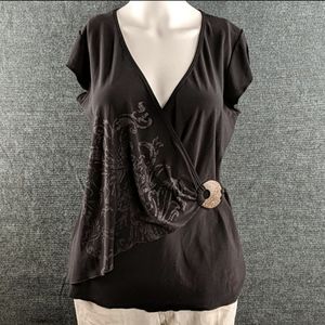 Vintage Dori Black Surplice Blouse